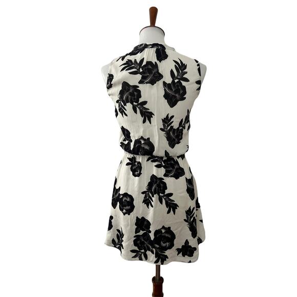 Babaton Womens Sleeveless Silk Floral Dress Black White XXS - Picture 3 of 7